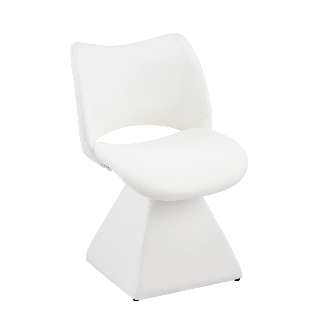 Sedia girevole da pranzo - con schienale alto ergonomico - in similpelle - bianco
