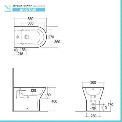 Coppia di sanitari filomuro serie resort RIMLESS con copriwc avvolgente
