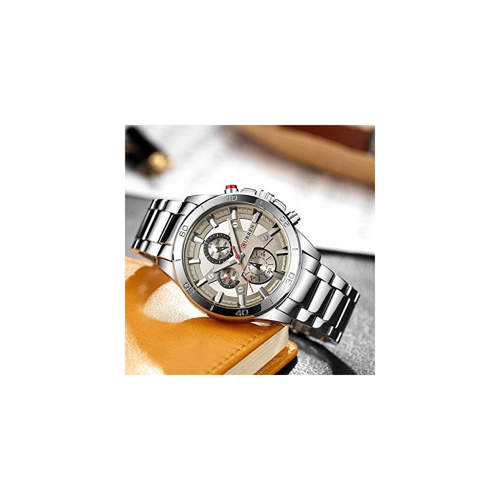 Trade Shop - Orologio Da Polso Uomo Curren 8275 Sportivo Analogico Cinturino Acciaio Silver -