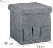 Sgabello contenitore pieghevole in lino grigio 13_0002781