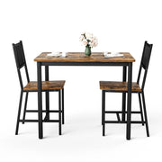 Tavolo da pranzo 2 posti con 2 sgabelli per cucina in truciolare e metallo 90×60×75.5 cm marrone e nero