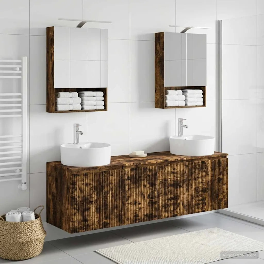 Set di Armadi da Bagno 5 pcs Rovere Fumo Legno ingegnerizzato 3406443