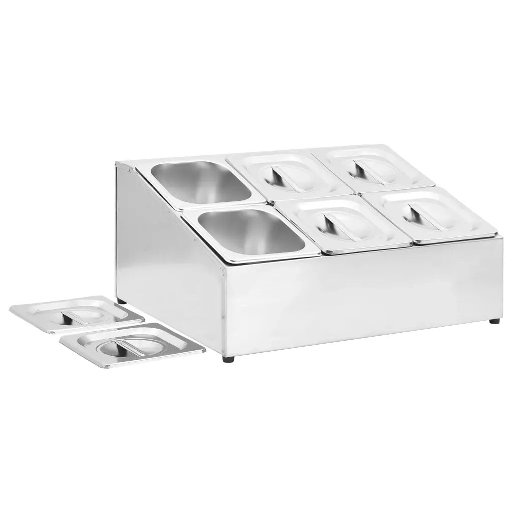Supporto Gastronorm con 6 Contenitori GN 1/6 in Acciaio Inox CFW4966506
