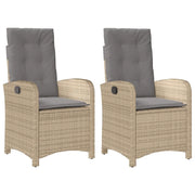 Sedie Reclinabili Giardino 2 pz | Sedie da Esterno Cuscini Beige Misto Polyrattan
