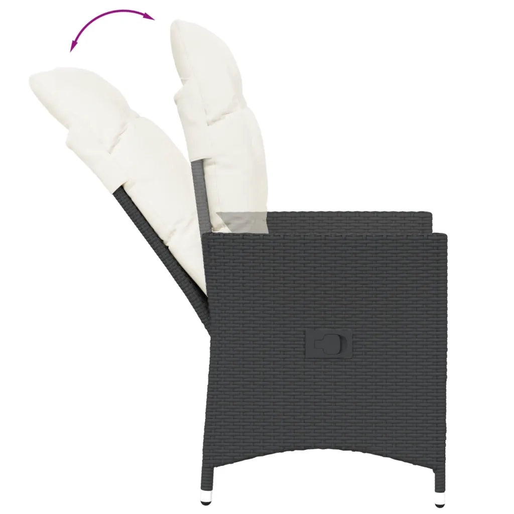 Sedie Reclinabili da Giardino 2 pz con Cuscini Nero Polyrattan 365645