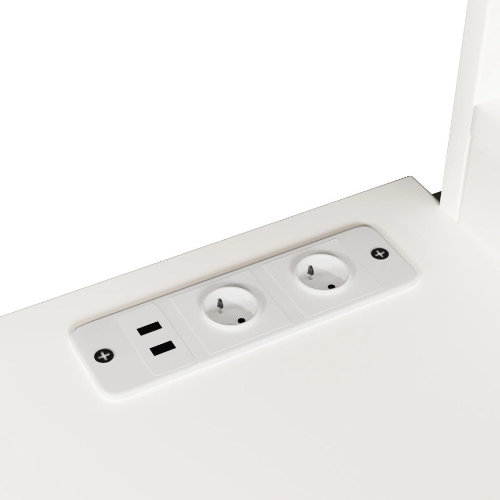 HOCHBETT 140x200 cm con scrivania, LED, scala contenitore, bianco/naturale