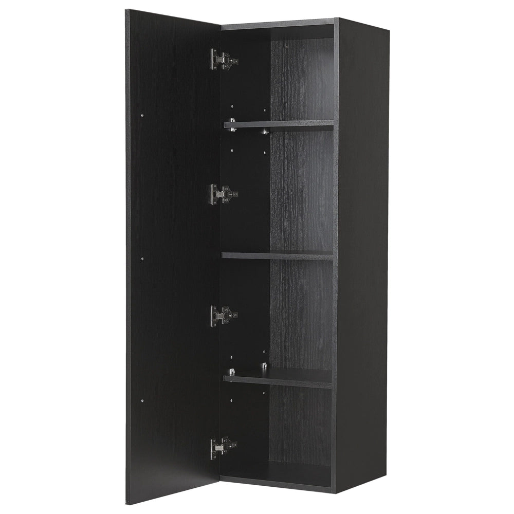 Pensile da bagno in MDF Nero 132 x 40 cm con 4 ripiani a parete
