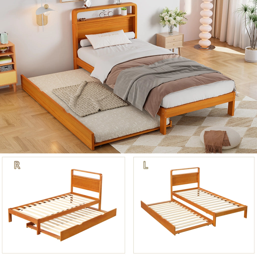 LETTO 90x200 cm con letto estraibile 90x190 cm legno naturale