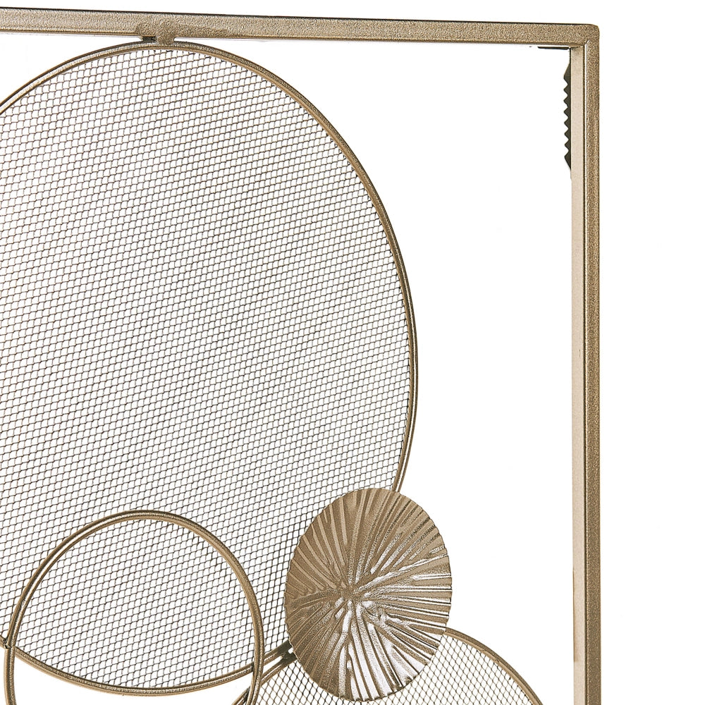 Decorazione Rettangolare Moderna a Muro Cerchi Stile Retro in Acciaio Oro
