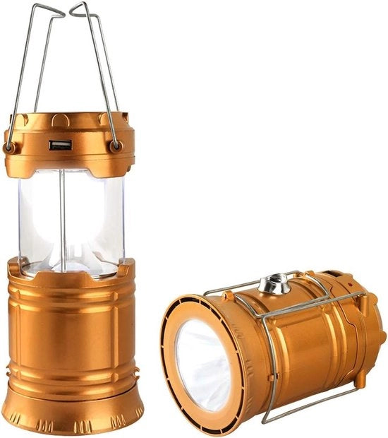 Lanterna Solare per Campeggio - Lampada LED Ricaricabile e Torcia - 300LM - Per Esterno/Emergenze - Ripiegabile