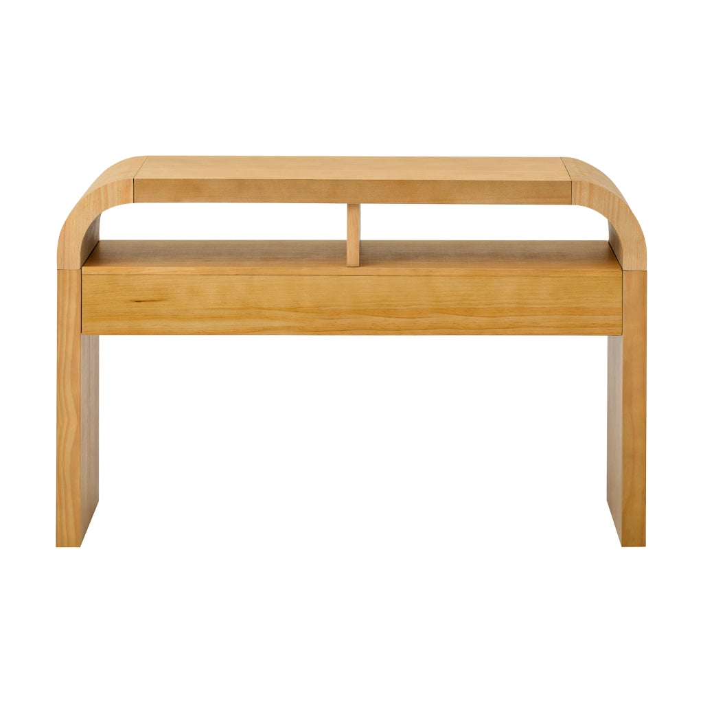 Console d'ingresso con cassetti - Zephmum- Naturale- Fronte curva, piedini regolabili