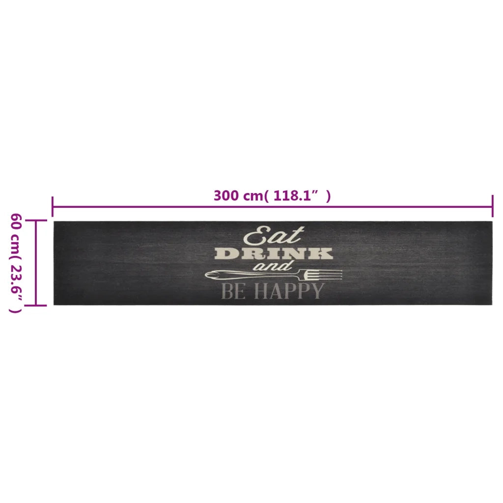 Tappetino da cucina lavabile design elegante morbido 300 x 60 cm antiscivolo velluto nero 02_0046052