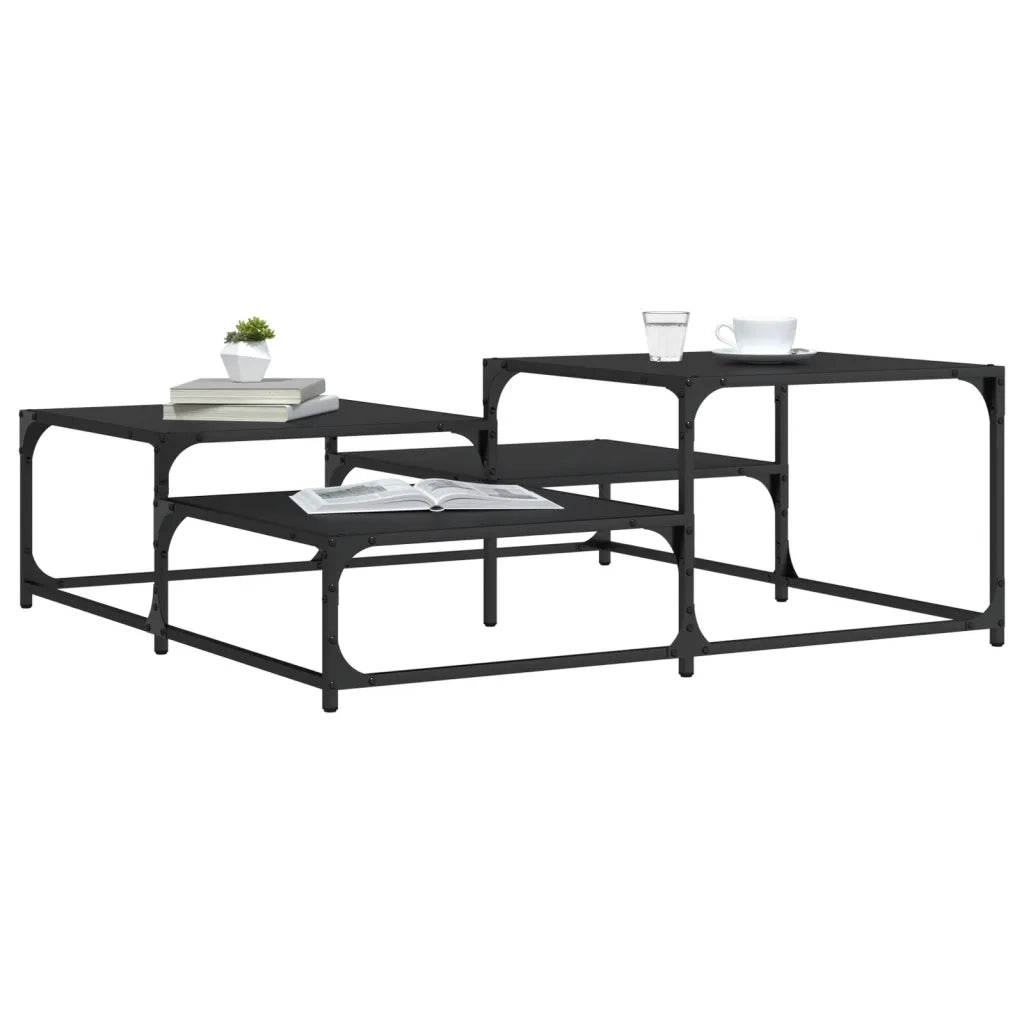 Tavolino da Salotto Nero 107x107x40 cm in Legno Multistrato 837752