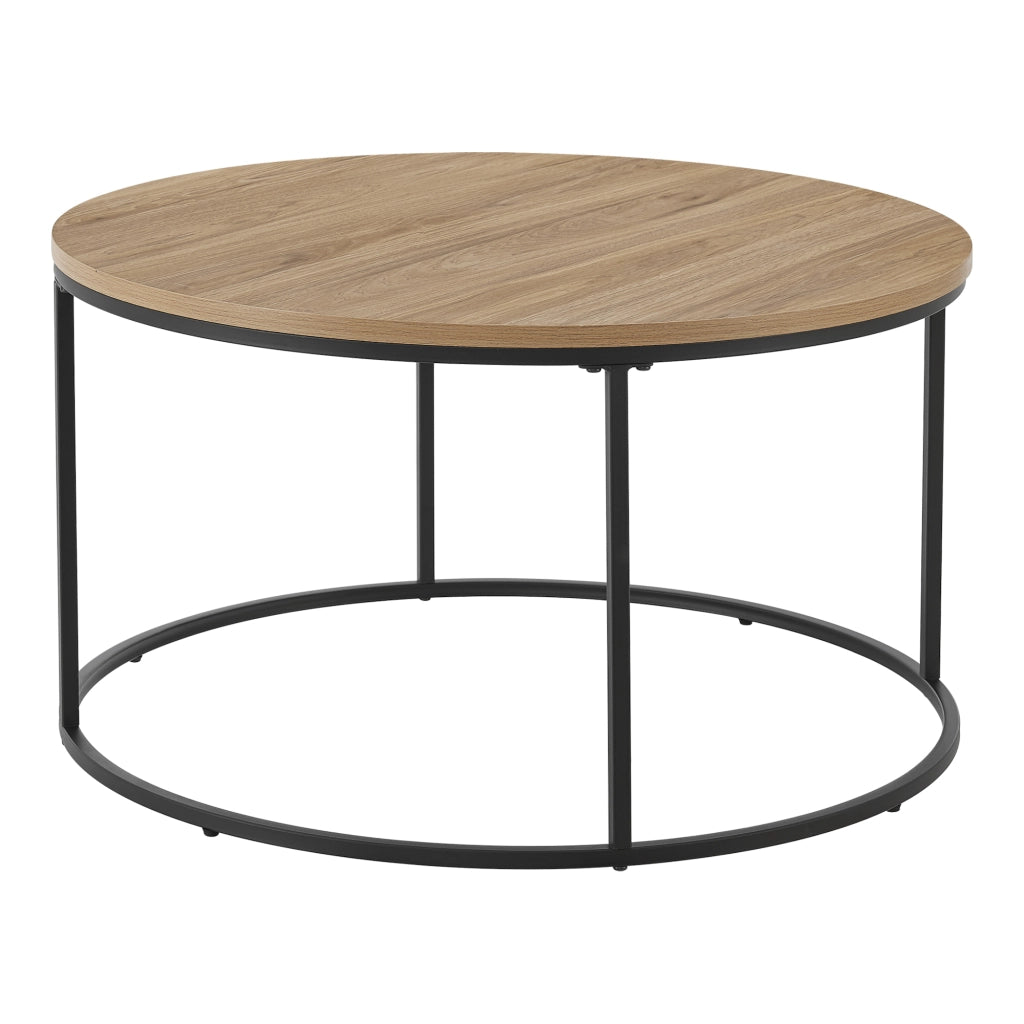 Tavolino Basso Kuhmoinen con Piano Rotondo - Effetto Legno / Nero [en.casa]
