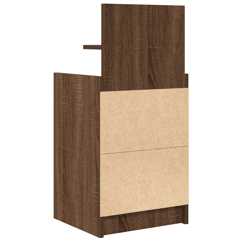 Comodino con 2 Cassetti Rovere Marrone 38x34x80 cm 861367