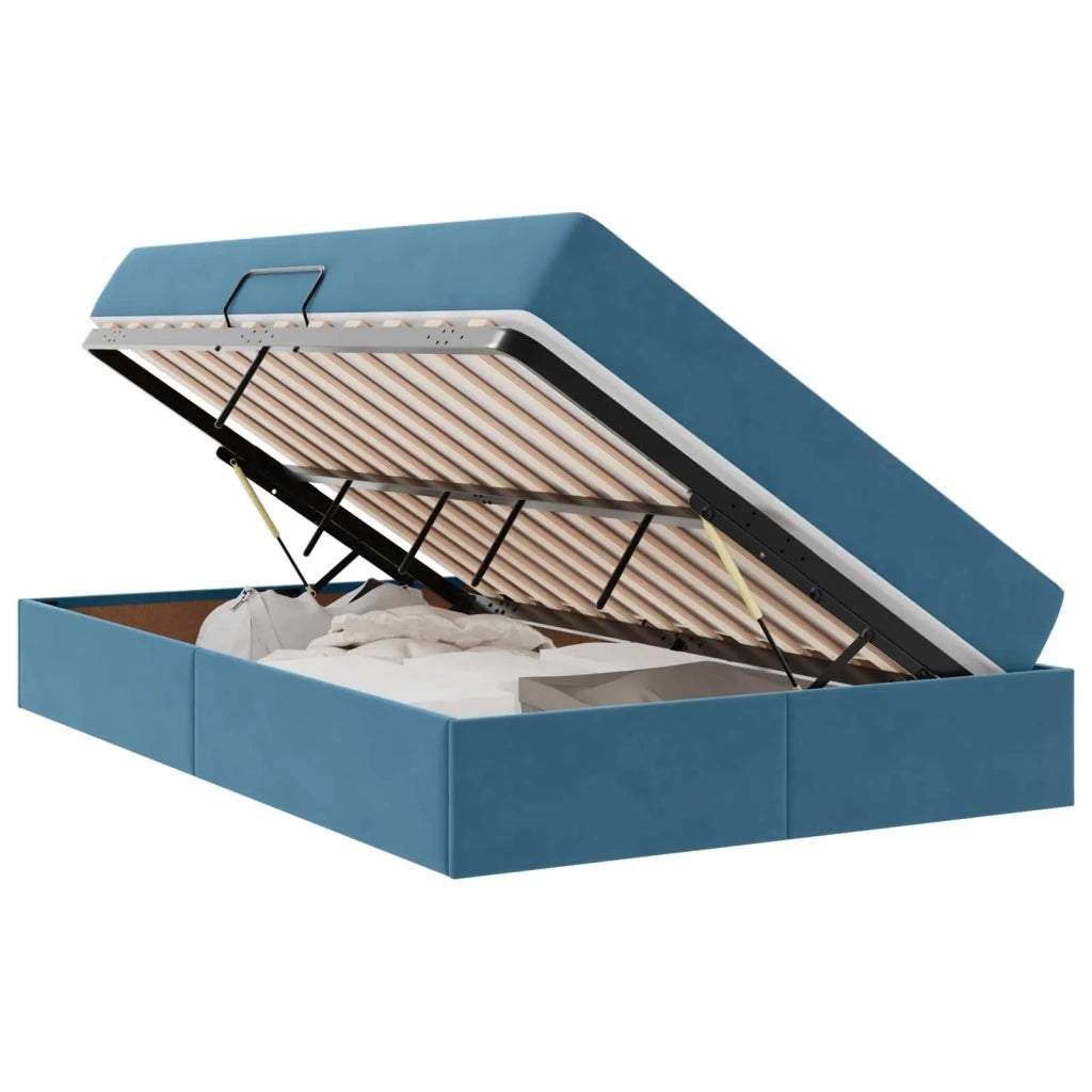 Letto con contenitore e materasso Blu 120 x 190 cm Velluto