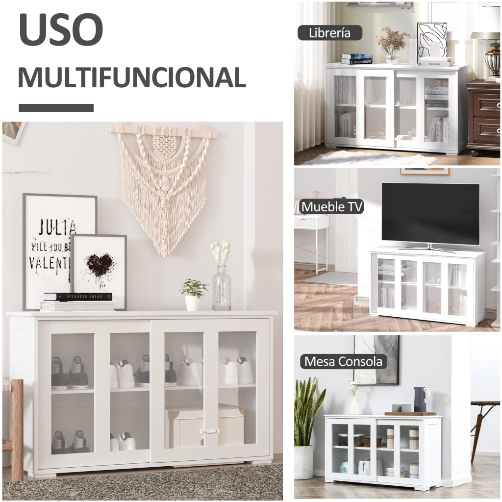 Mobile Cucina con Ante Scorrevoli in Vetro ¨C Xylo ¨C Bianco 107x33x62,5 cm