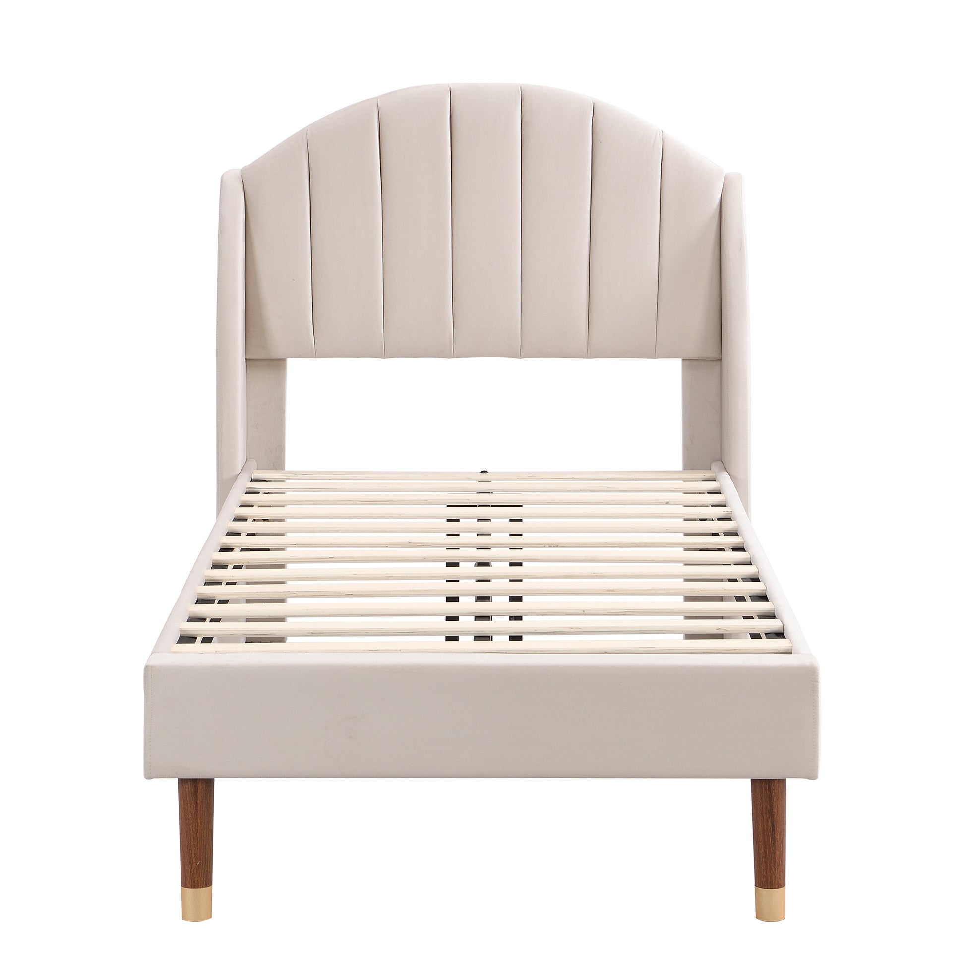 Letto imbottito 90x200 - Xylo - Beige vellutato