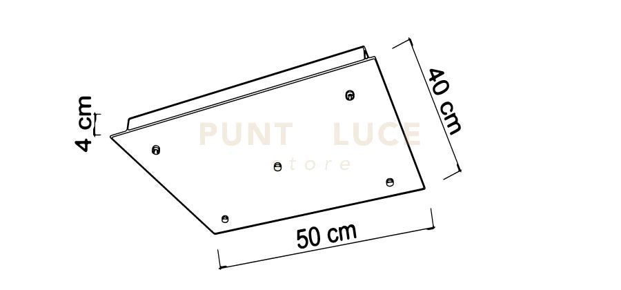 BASE-5RE N LED Base rettangolare 5 luci nero opaco l. 50cm led integrato