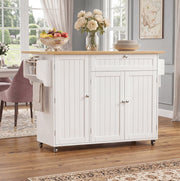 Carrello cucina 120x45(70)x92 cm con piano ribaltabile in MDF naturale e bianco