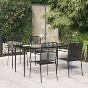Set da Pranzo da Giardino 5 pz Nero Corda di Cotone e Acciaio 3156540