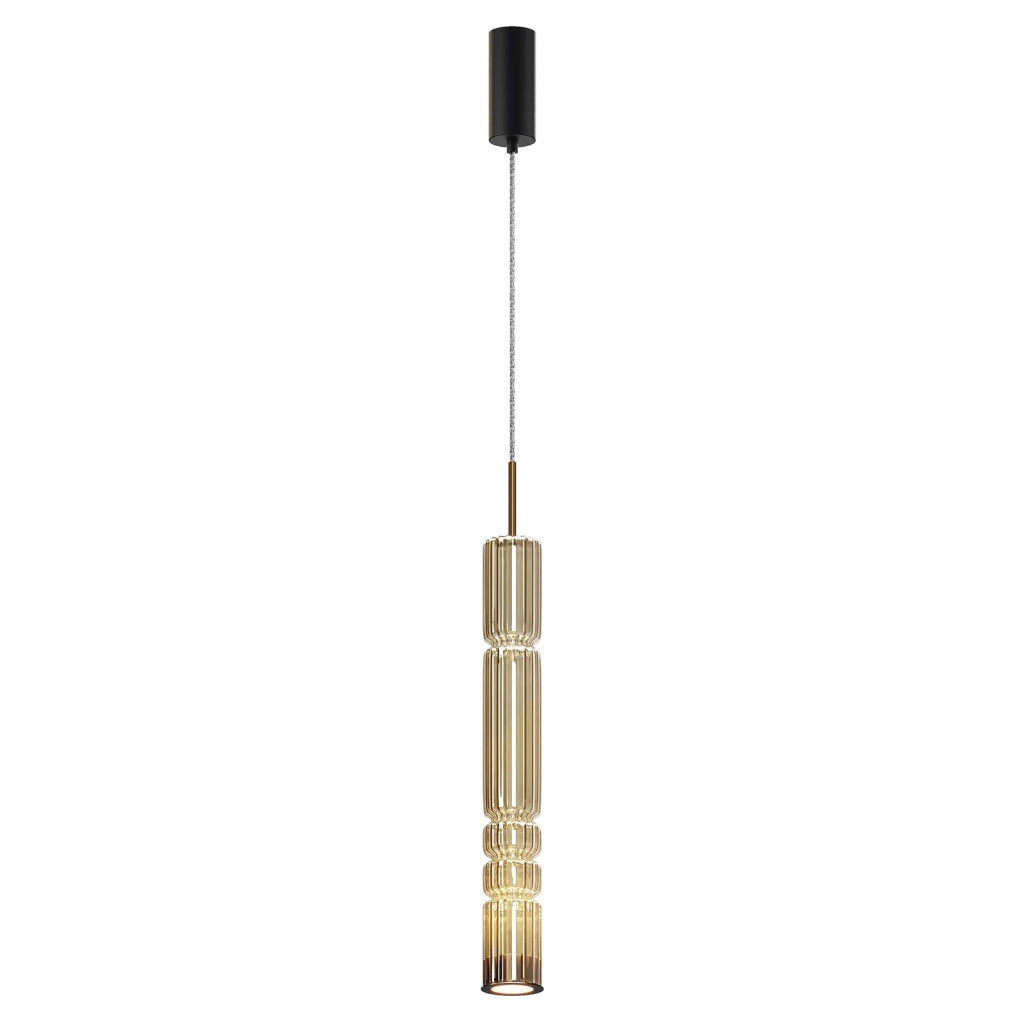 Maytoni Lampadario Moderno Ordo 1 luce LED integrato nero metallo vetro