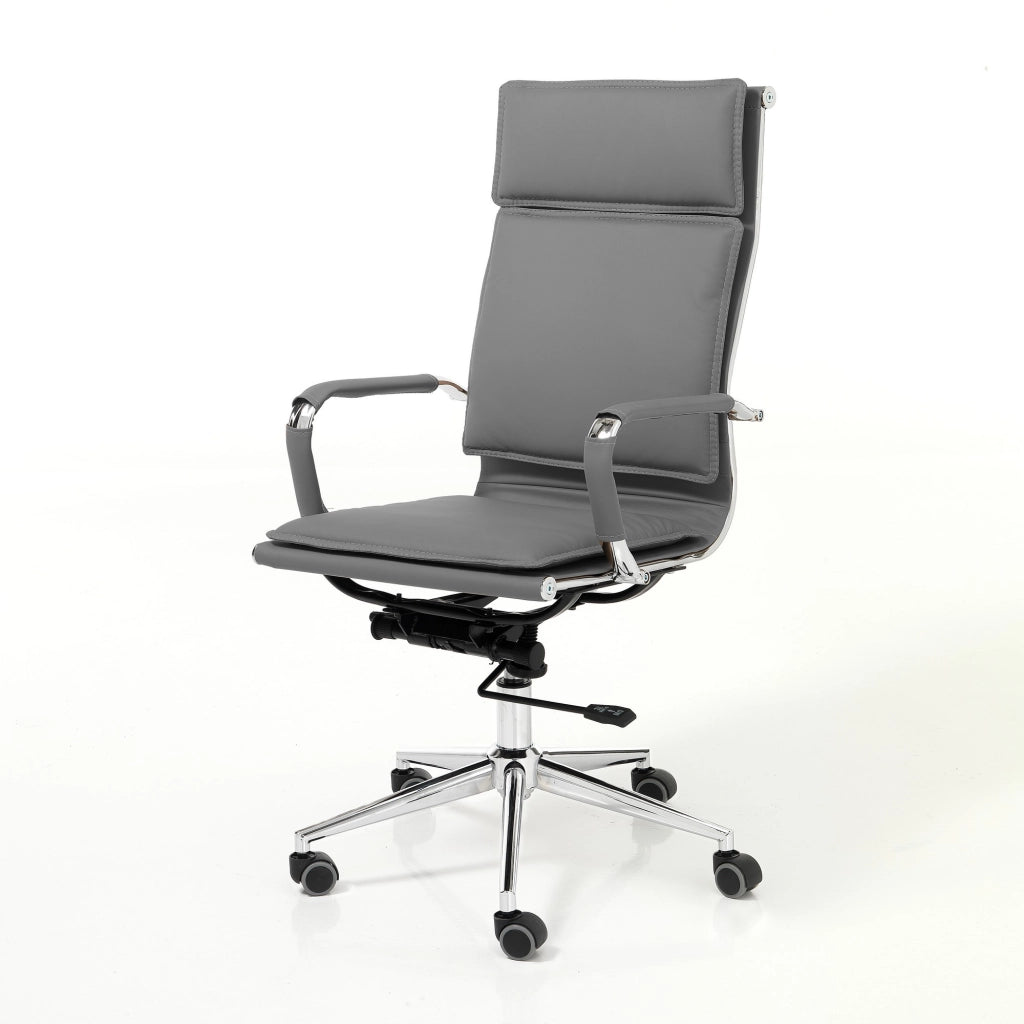 Poltrona da ufficio in pelle sintetica grigia cm H.110/120xL.57xP.66