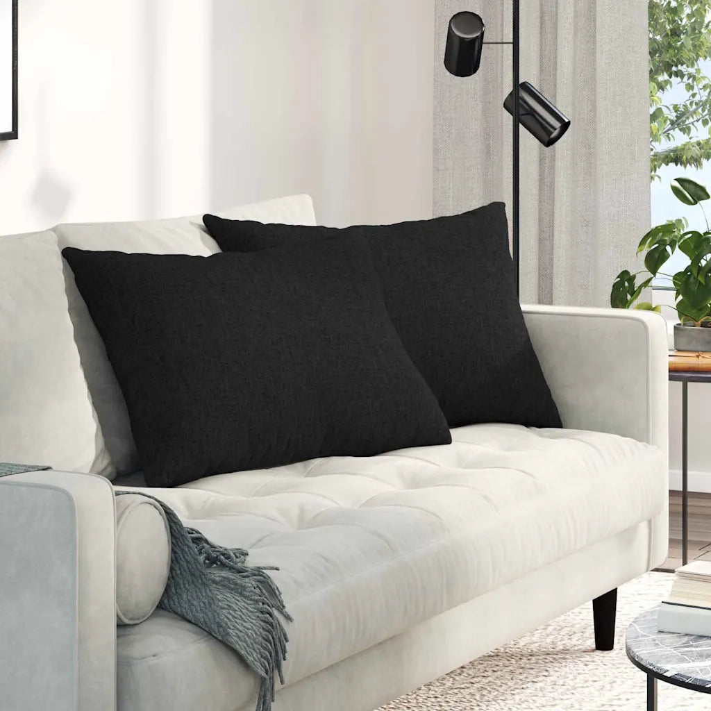 Cuscini da Divano 2 pz | Cuscini per sedie Nero 70 x 50 cm Tessuto