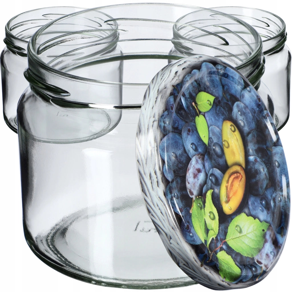 KADAX Sonka barattoli di vetro 330ml 50pz 82mm + coperchi "Prugna"