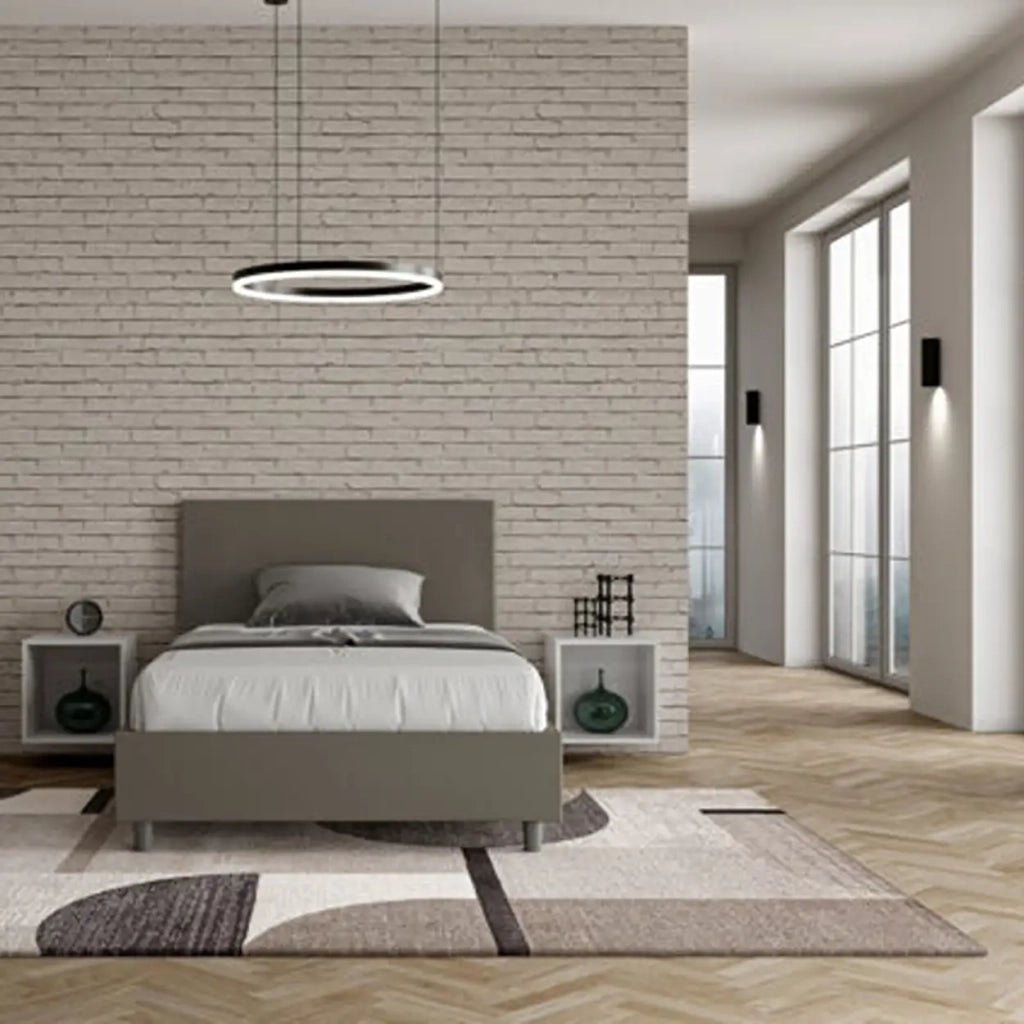 Letto una piazza e mezza senza rete imbottito 120x200 similpelle cappuccino Adele