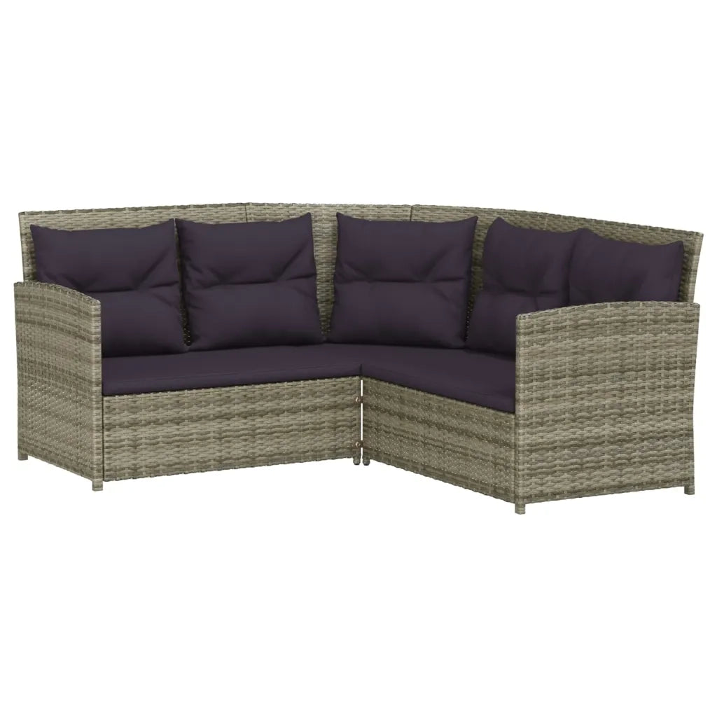 Set Divano a L con Cuscini 2 pz Grigio in Polyrattan 319658
