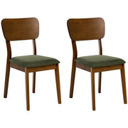 Set di 2 sedie da pranzo Sedute e schienali in poliestere imbottiti in gomma con struttura in legno Stile retrò Sala da pranzo Marrone chiaro