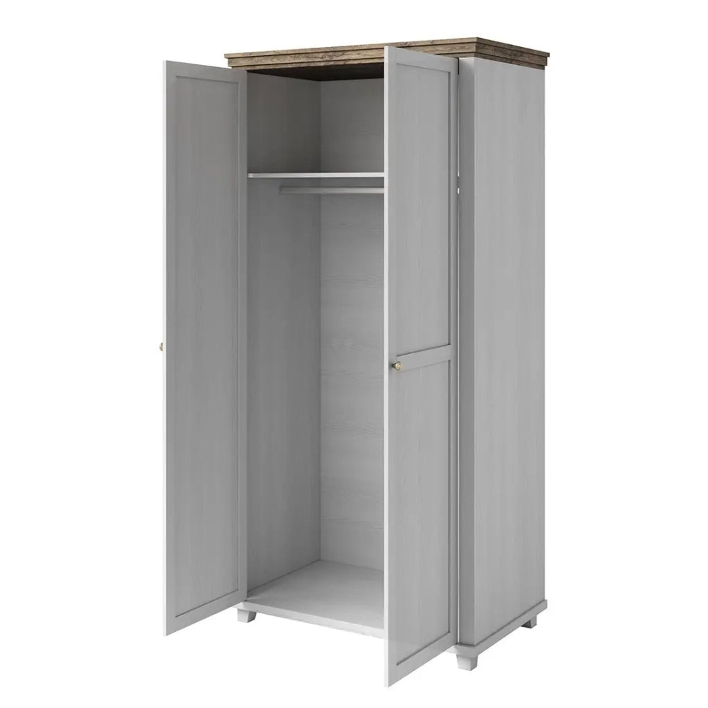 Armadio 110x220 con 2 porte. Colori bianco e rovere. Collezione ASSIA