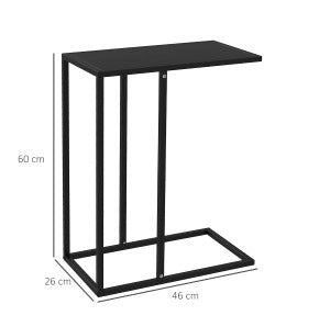 Tavolino a C 46x26x60 cm in acciaio nero per letto e divano