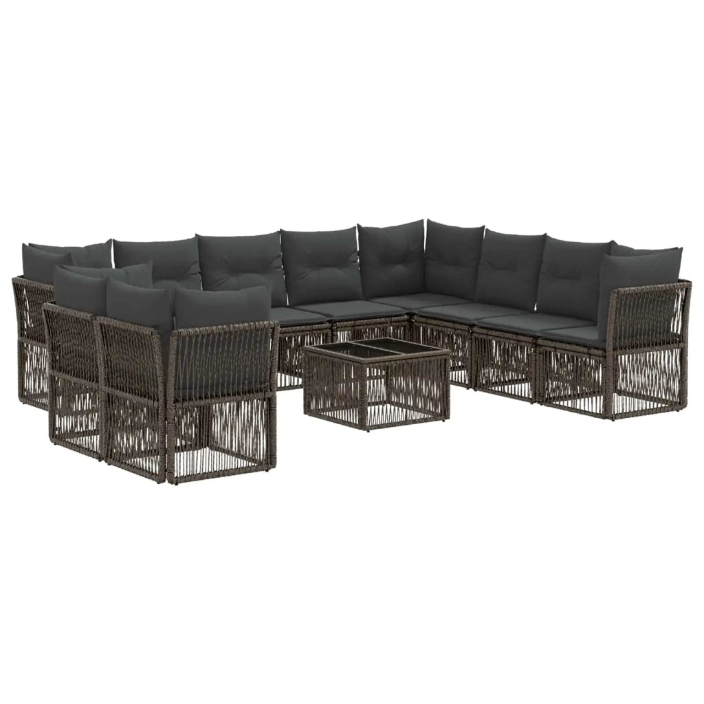 Set Divano da Giardino 11 pcs Grigio polyrattan 3434273
