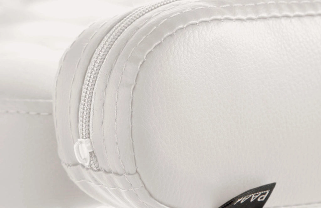 Sgabello Dublin in similpelle bianco,cromo