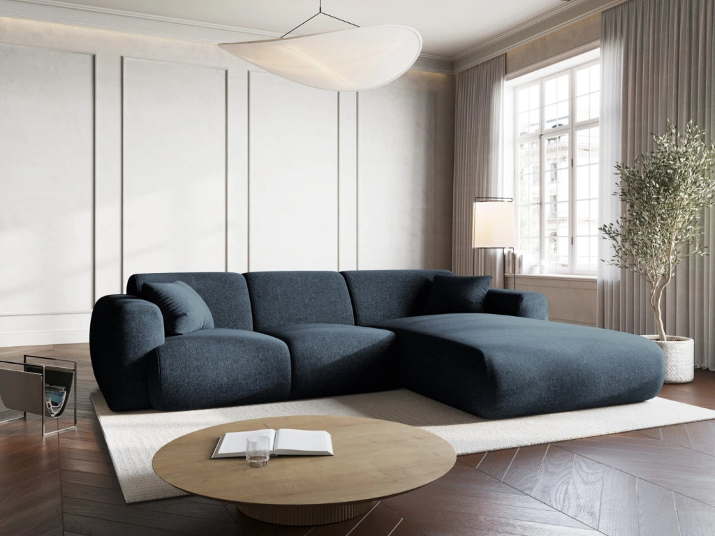 Cosmopolitan Design - Divano angolare destro "Nolio" 4 posti in ciniglia blu reale 