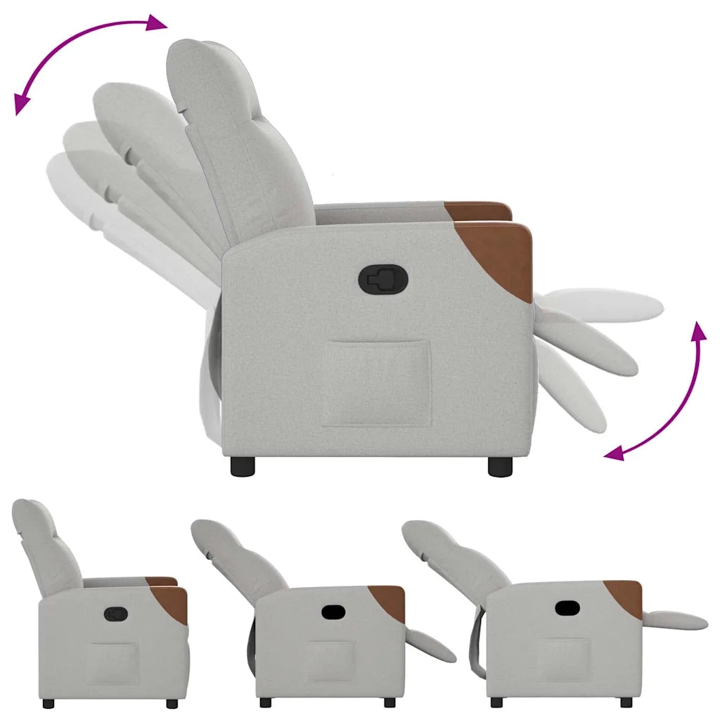 Poltrona | Sedia Relax Reclinabile in Tessuto Grigio Nuvola