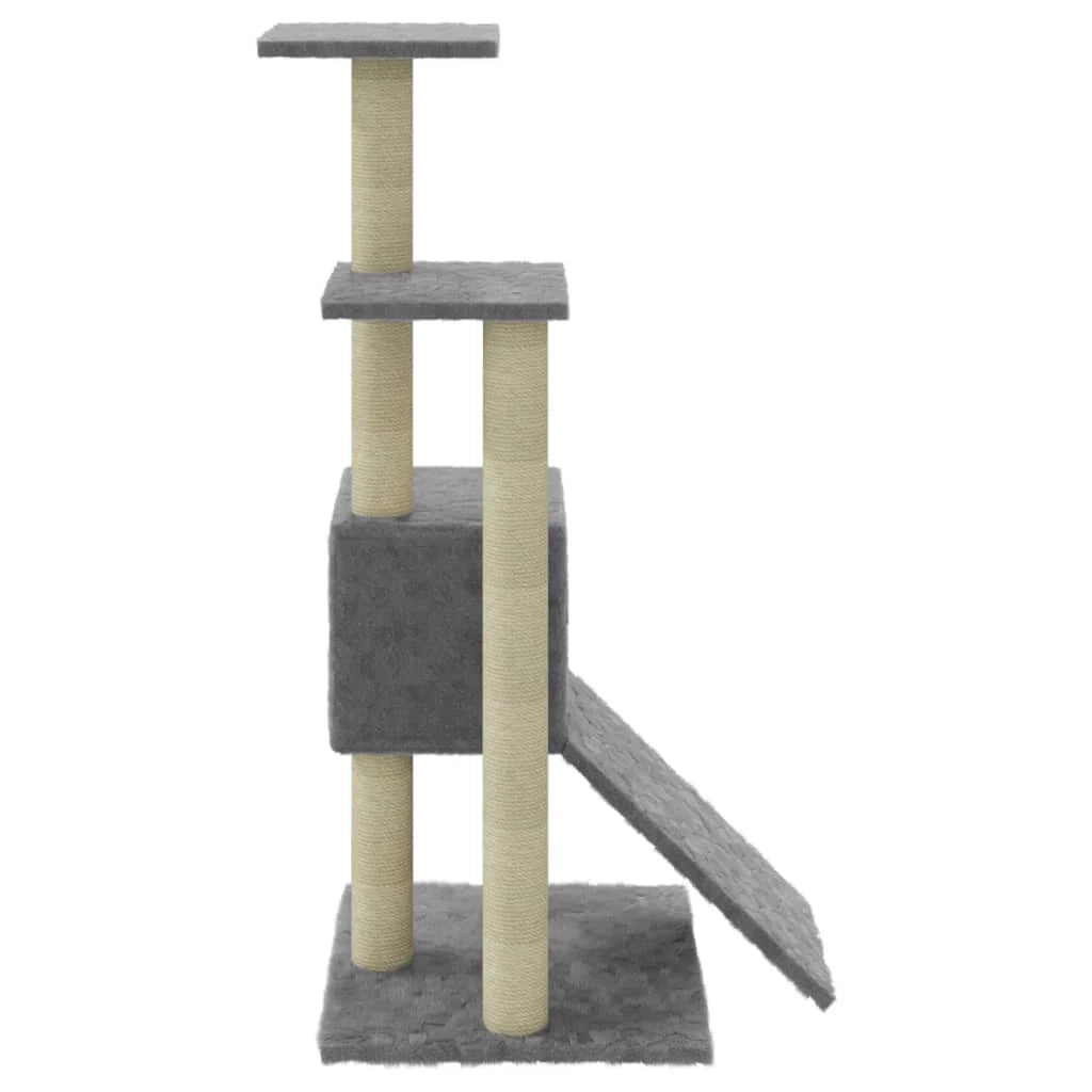 Tiragraffi per gatti torre per arrampicata giocattolo piattaforma per arrampicata con tiragraffi in sisal leggero 92 cm grigio 02_0022627