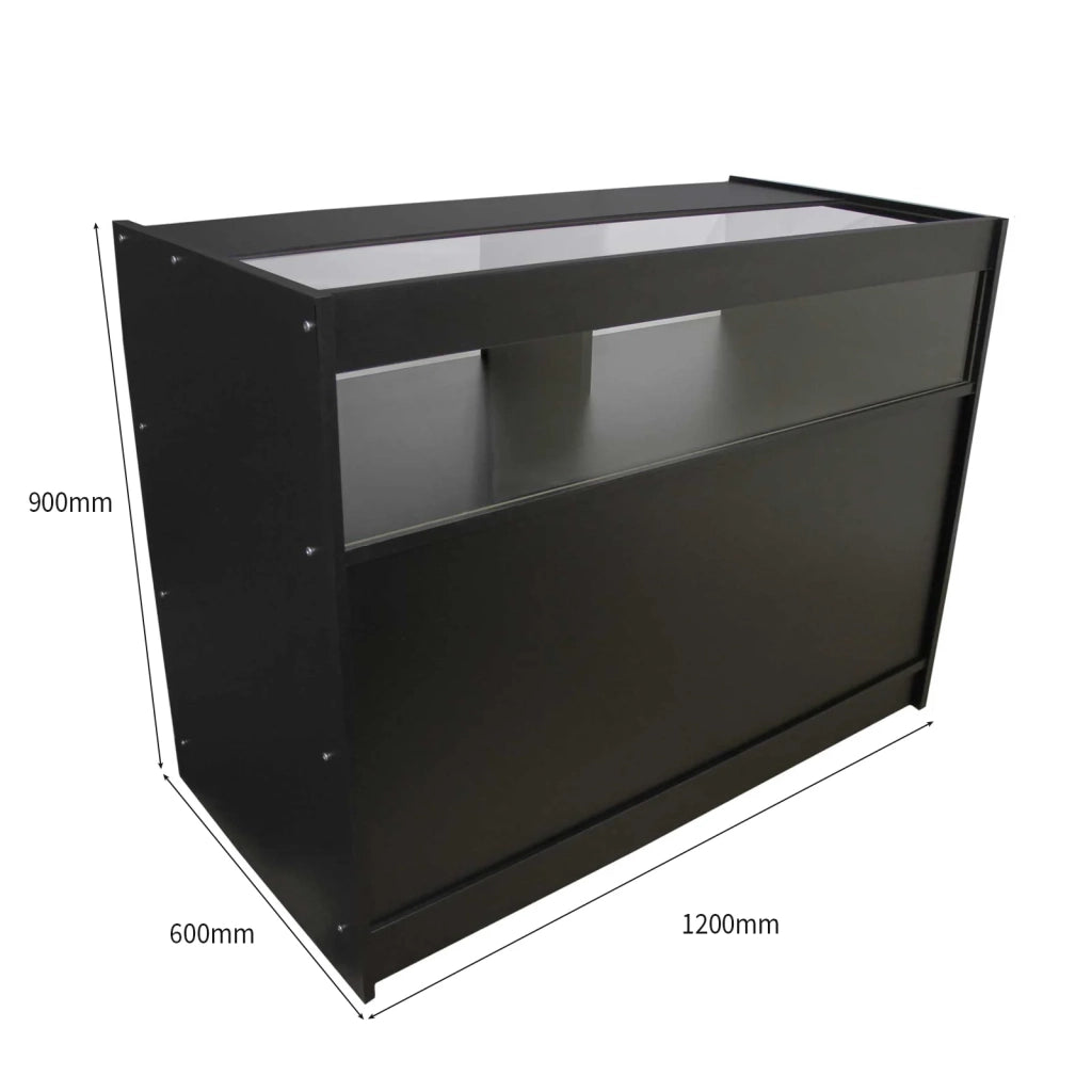 Bancone B1200 Nero da Negozio e Reception Elegante Solido Robusto con Ripiani