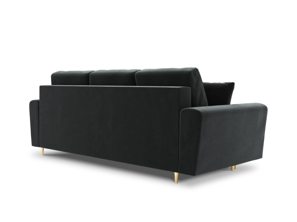 Cosmopolitan Design - Divano convertibile con contenitore "Kyoto" 3 posti in velluto grigio scuro 