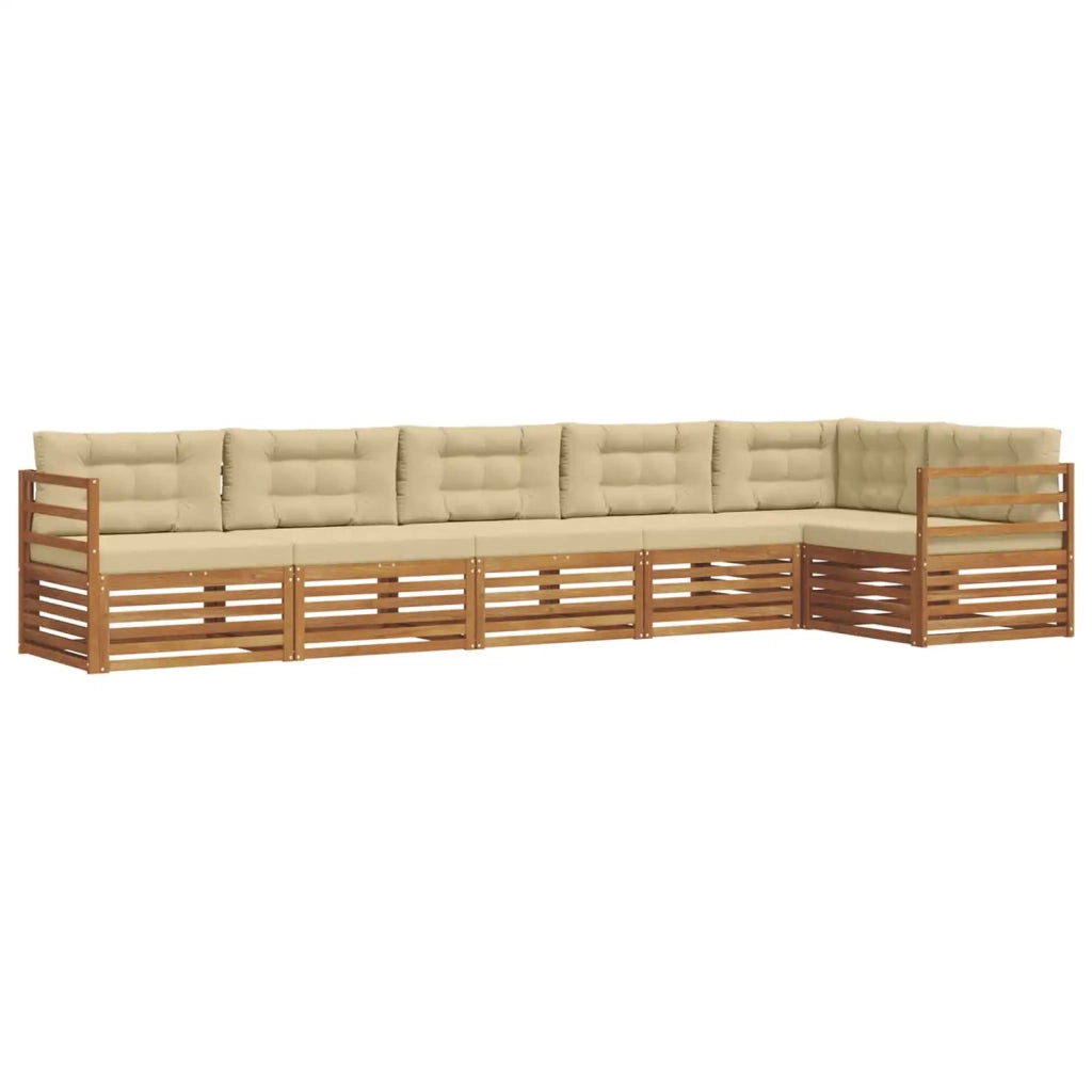 Set di divani da esterno con cuscino 6 pcs Naturale e Beige