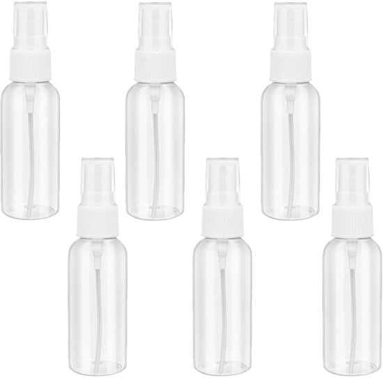 Set di Spruzzatori in Vetro di 6 pezzi - Piccola Boccia per Profumi - Flessi Translucidi - Senza BPA e Riciclabili - Testa di Nebulizzazione Fine - Ideale per l'Uso in Movimento