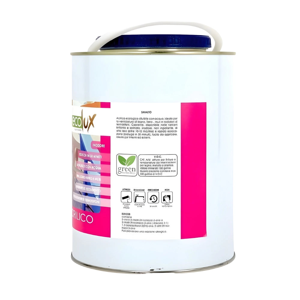 Ecolux smalto satinato acrilico ecologico per legno e metallo *** formato 2.5 lt, colore- marrone, confezione 1