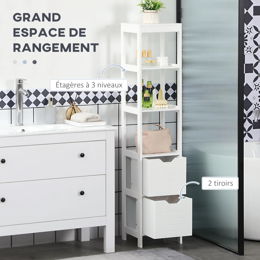 Armadietto colonna bagno alto con 3 ripiani e 2 cassetti ¨C zephmum ¨C 30x30x144 cm
