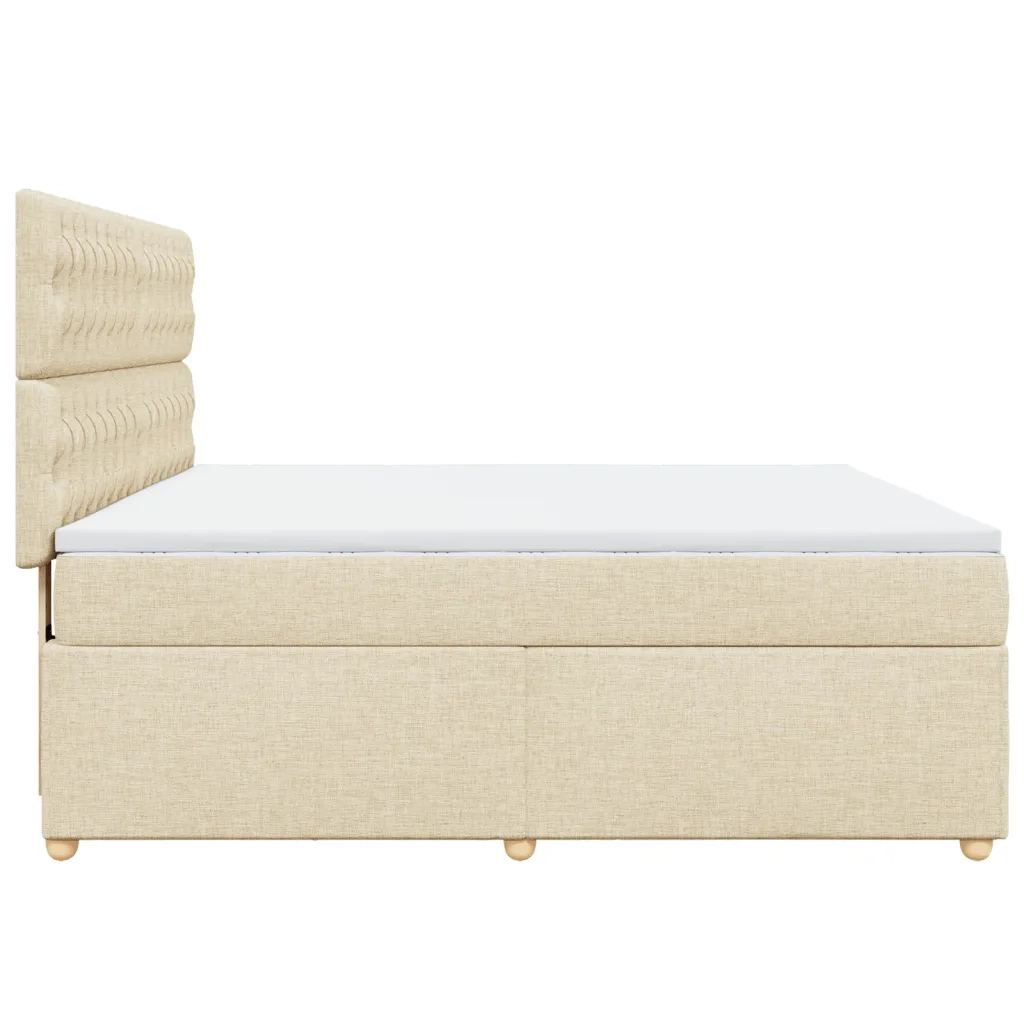 vidaXL Giroletto a Molle con Materasso Crema 180x200 cm in Tessuto