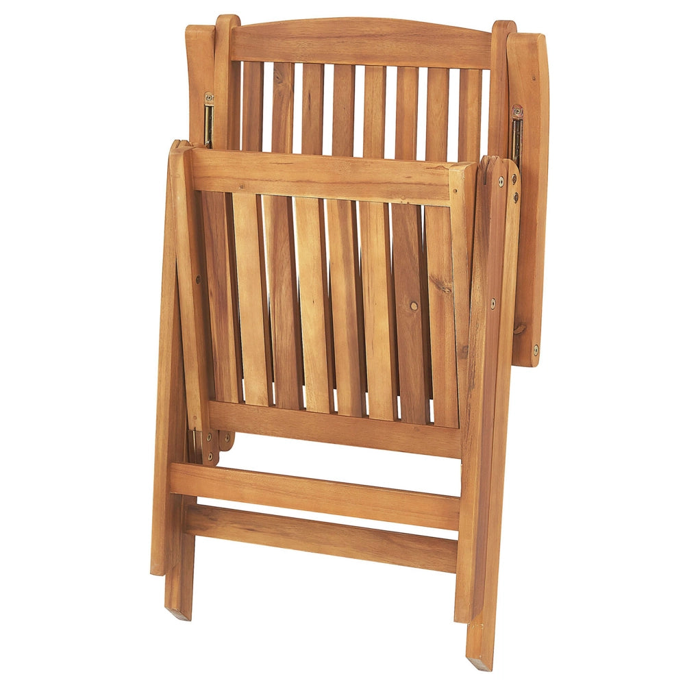 Set di 2 sedie da giardino in legno di acacia chiaro con cuscini blu pieghevole in stile rustico resistente ai raggi UV