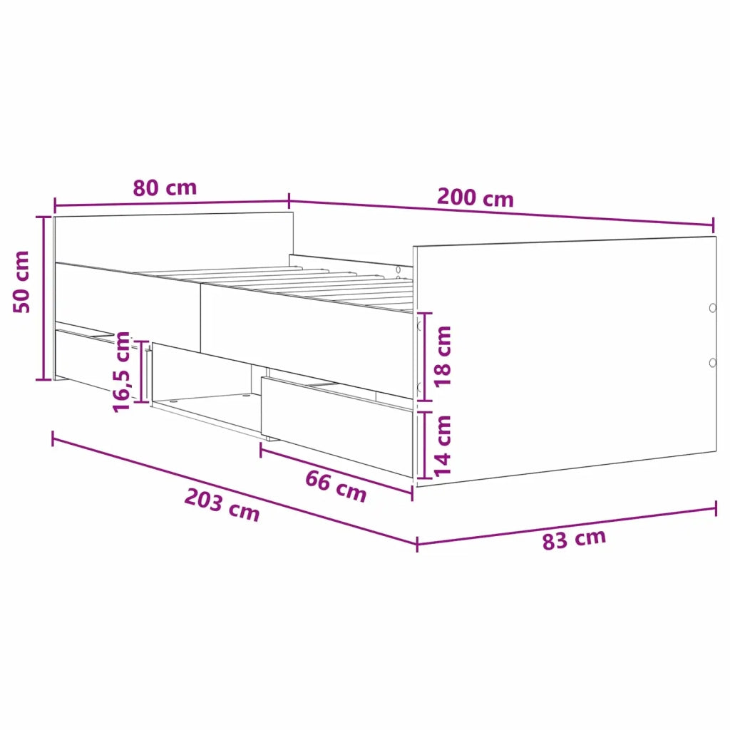 Struttura del letto Rovere Fumo Legno ingegnerizzato 3429511