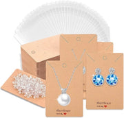 Display per carte da visita in cartone - 50 pezzi orecchini per carte da visita con 50 orecchini e 100 sacchetti chiusi automaticamente
