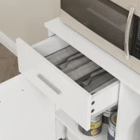 Mobile Dispensa in Legno con Cassetto, 4 Armadietti e 3 Ripiani Aperti, 80x35x180 cm, Bianco